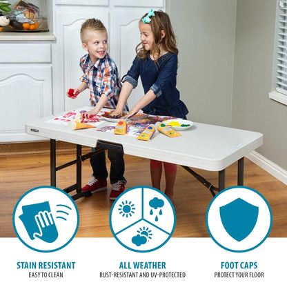 LIFETIME 80387 4-Foot Commercial Adjustable Folding Table, Almond