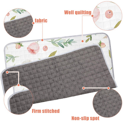 Funtery 43 x 43 Inch Boho Baby Play Mat Portable Crawling Washable Foldable Tummy Time Non Slip Baby Floor Large Playpen Mat for Infants Toddlers Floor Playpen Activity(Flower Theme)