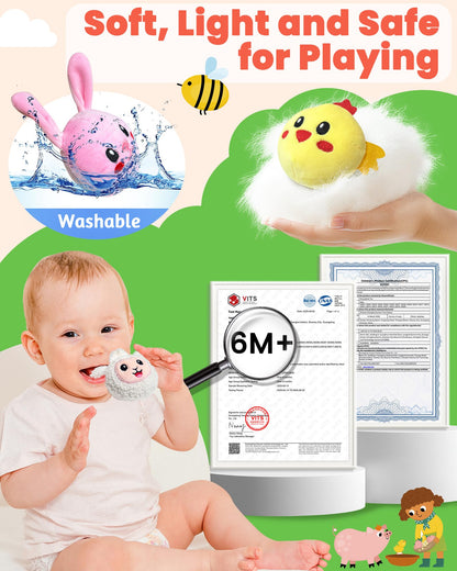Baby Toys 6-12 Months - Infant Barn Toy with Stuffed Farm Animals, Rattle, Crinkle, Squeak, Mirror - Montessori Sensory Toys for 6 7 8 9 10 12 Month Old Babies, 1 Year Old Baby Boy Girl Gifts