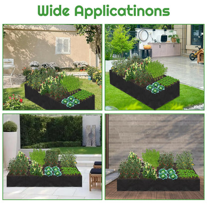 Hlimior 58 Gallon Fabric Raised Garden Bed, 4x1x1ft Large Garden Grow Bag Outdoor 8 Grids Planter Box Felt Planting Container for Growing Tomatoes Potatoes Plants Flowers, Black(1, Medium)