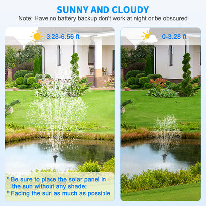 Solar Pond Pump, 15W Solar Fountain Pump with 190GPH Flow & 4 Spray Styles, 16.5Ft Extendable Power Cord, Debris Barrier Bag for Outdoor Fountain, Ponds, Fish Tank, Waterfall, Garden Water Features