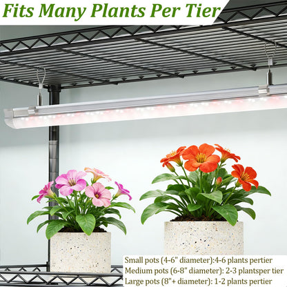 Gaudeoo Plant Stand with Grow Light, 6-Tier DIY Plant Shelf with Grow Lights for Seedlings, Greenhouse, Indoor, 8 Pack 5000K 192W LED Full Spectrum Growing Lamp with Rack, Wheel, 29"x13.5"x73.5"