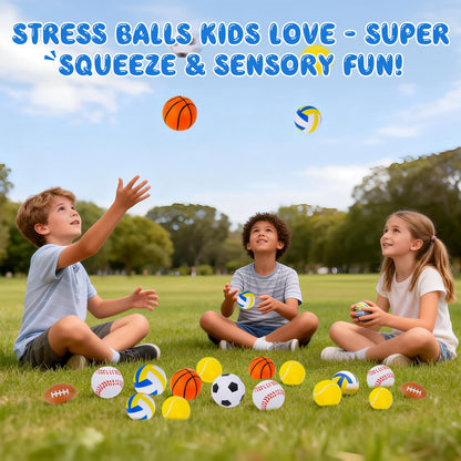Tiaxidex 24 PCS Stress Balls, Sports Party Favors, Mini Sports Balls, Mini Foam Fidget Toys for Stress Anxiety Relief, Goodie Bag Stuffers, Office Classroom Stress Relief Gifts, Classroom Prizes