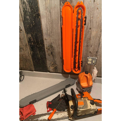 Original Chainsaw Chain Storage - Universal Portable Saw Chain Holder Case For all Chains up to 20” Inch Blades - Can Stack 2 Inches Deep, Fits a Minimum of 8 Chains, Made in USA - Orange