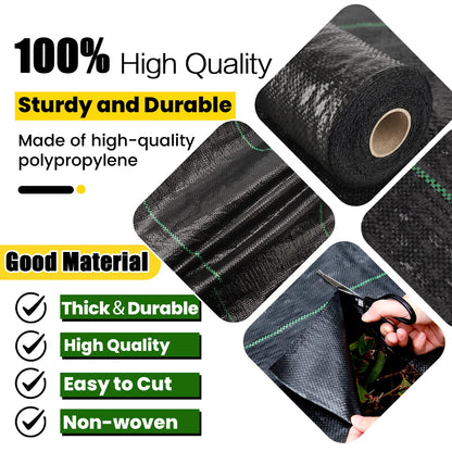 GRASSCLUB 6ft x 300ft Weed Barrier Landscape Fabric Heavy Duty Premium Weed Control Fabric Durable & Eco-Friendly Weed Block Gardening Mat (3.2oz) (LTTY-W6-300)
