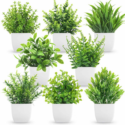 Der Rose 8 Pack Fake Plants Small Artificial Faux Potted Plants for Home Office Farmhouse Bathroom Bedroom Decor Indoor