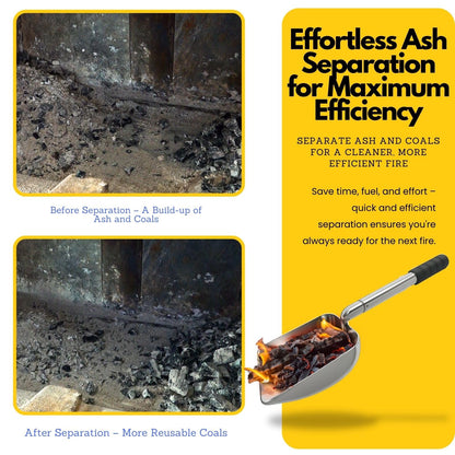 16 to 21-Inch Adjustable Fireplace Shovel – Hollow-Out Ash Sifter for Wood Stove, Fireplace, and Fire Pit, Heat-Resistant Metal Coal Scoop with Ergonomic Handle (1PCS)