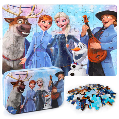 MZZOTOY Puzzles for Kids Ages 4-8, 60 Pieces Puzzles for Kids Ages 3-5 in a Metal Box Girls and Boys Learning Educational Jigsaw Puzzle Toys Gifts