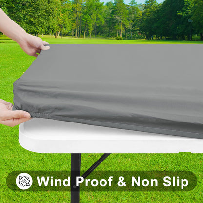 Smiry Rectangle Tablecloth, Elastic Fitted Flannel Backed Vinyl Tablecloths for 6ft Folding Tables, Waterproof Wipeable Table Covers for Indoor, Outdoor, Picnic and Camping (Grey, 30"x72")
