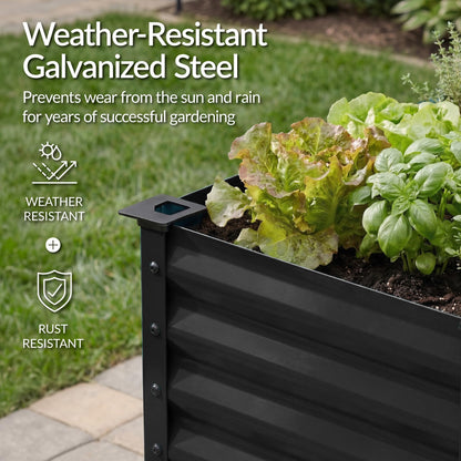 Best Choice Products 48x24x30in Galvanized Raised Garden Bed, Metal Elevated Planter Box, Vegetable Garden for Backyard, Patio, Balcony, 100% Non Toxic Materials - Black