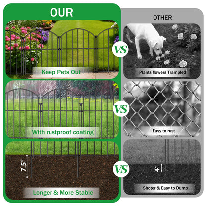 30 Pack Decorative Garden Fence Panels, 17in(H) x 31.5ft(L), Rustproof Metal No Dig Fence, Animal Barrier for Dogs & Rabbits, Anti Digging Fencing for Flower Bed Edging, Yard, Patio & Outdoor