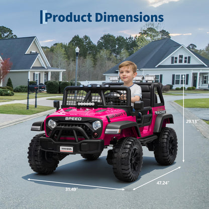 24V 2 Seater Kids Electric Truck with Parent Remote Control, 4WD Ride on Car for Toddlers & Kids 4-8, 100Min Battery, Dual Motor, All Terrain Electric Vehicle Gift for Boys Girls