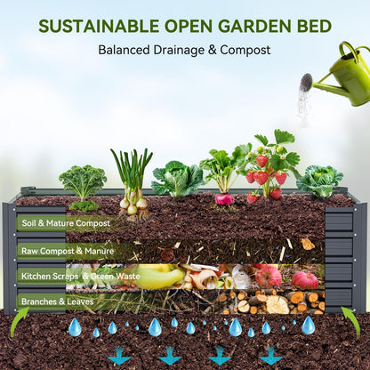 Ohuhu 6x3x1.5 FT Metal Raised Garden Bed Outdoor, Reinforced Galvanized Steel Rustproof Planter Box, 100% Non-Toxic, 202 Gal Large Capacity Heavy Duty Raised Beds for Growing Vegetables Flowers Herbs