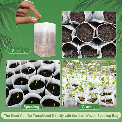 Wesnoy 1000 Pcs Nursery Seed Non Woven Plants Nursery Bags 5.9 x 6.3 Inch Fabric Seedling Pots Grow Bags Plants Pouch for Vegetables Flower for Home Garden Greenhouse Supplies
