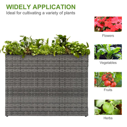 LEWIS&WAYNE Large Rectangular Block Planter Box Handmade Wicker Tall Planters for Outdoor Plants with Removable Liners Modern Planter for Indoor Outdoor Patio Deck - Gray, 38''x11''x30''