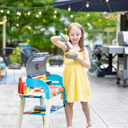 Melissa & Doug Deluxe Wooden Barbecue Grill, Smoker & Pizza Oven, Toy Food & Kids Play Kitchen Accessories, Preschool Learning Toys for Girls & Boys 3+ - FSC Certified