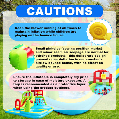 WELLFUNTIME Inflatable Water Slide Park, Bouncy Castle with Deep Pool, 191 x 157.5 x 100 Inch, Jumping Castle with Air Blower