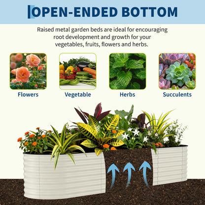 Garvee 2 Pack 8x2x1.5ft Galvanized Raised Garden Bed Kit, Oval Metal Planter Boxes with Anti-Cut Safety Edges, Rust-Resistant Deep Root Planters for Outdoor Vegetables, Flowers, Herbs, Beige