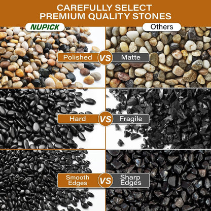 NUPICK 12lb River Rocks for Plants Indoor, 3/8 Inch Mixed Pebbles for Vase Fillers, Decorative Pea Gravel for Fish Tank, Natural Polished Stones for Succulent, Bonsai, Landscaping, Bird Baths