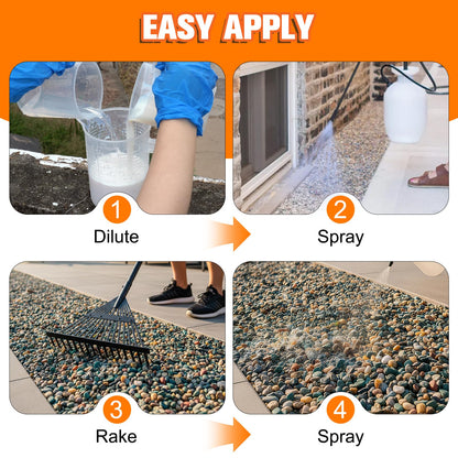 Mulch Binder, Rock Glue for Landscaping, Pea Gravel Binder 2 Gallon Max Cover, Rock Lock Landscape Adhesive for Slopes, Flower Beds, Driveway Edges, Fast Dry & Safe for Plants Pets