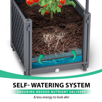 Tomato Planter with Metal Trellis,Self Watering Raised Garden Bed,for Garden Planter for Tomato Pots for Tomatoes Box Outdoor Planter for patio,Heavy Duty Container Planter for Climbing Vegetables