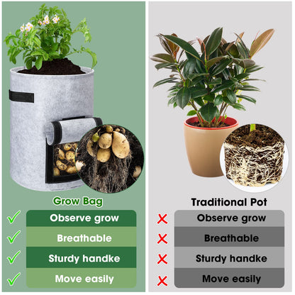 16 Pack Potato Grow Bags 10 Gallon Garden Planting Bag Garden Potato Grow Bags with Flap Vegetable Grow Bags Potato Growing Containers with Handles and Harvest Window for Potato Tomato and Vegetables