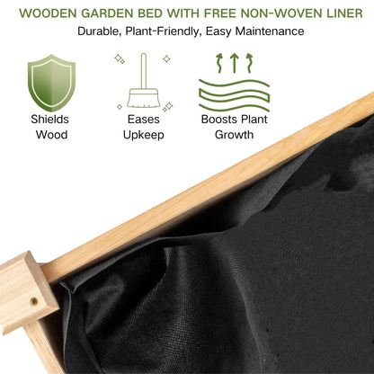 ZSYWODFO Wooden Raised Garden Bed with Legs, Elevated Reinforced Planter Box with Bed Liner for Outdoor Backyard/Patio/Gardener, 34x18x30in, 150lb Capacity - Natural