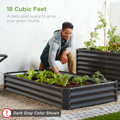 Best Choice Products 6x3x1ft Outdoor Metal Raised Garden Bed Box Vegetable Planter for Vegetables, Flowers, Herbs, and Succulents - Wood Grain