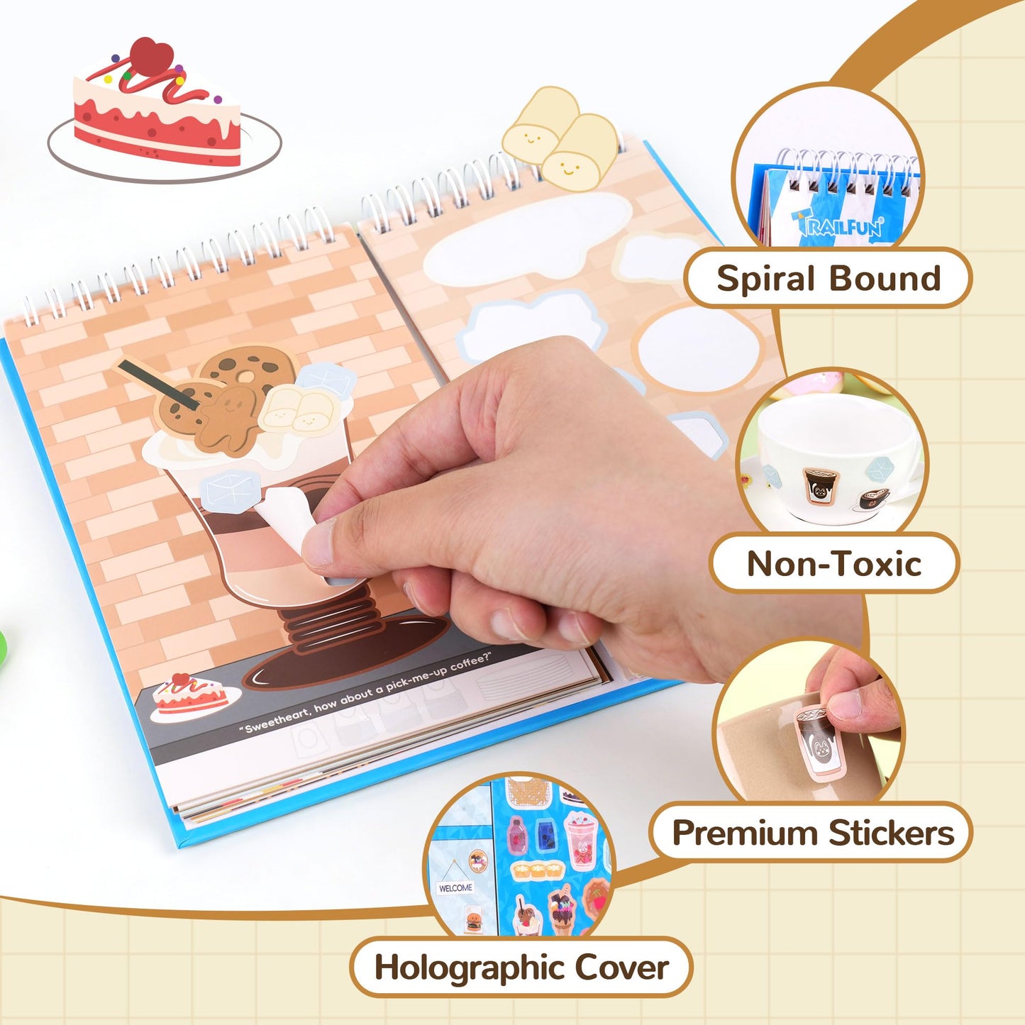 Sticker Activity Books for Kids, Sticker Books Include 20 Scenes & Coloring Page with 8-Color Crayons, Toddler Airplane Travel Essentials & Road Trip Toys - Craft Gift for Boys Girls 3-8