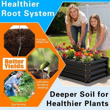 Wirewonders Yardbliss Raised Garden Bed 2 Pack 6x3x1FT, Premium Galvanized Raised Garden Bed, Large Raised Garden Bed Outdoor for Deep-Rooted Vegetables, Flowers, Green and Herbs, Black