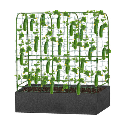 GENMOUS Garden Trellis for Climbing Plants, Cucumber Trellis with Grow Bag, 65 X 50 Inch Large Metal Trellis for Climbing Raised Bed Vegetable Outdoor