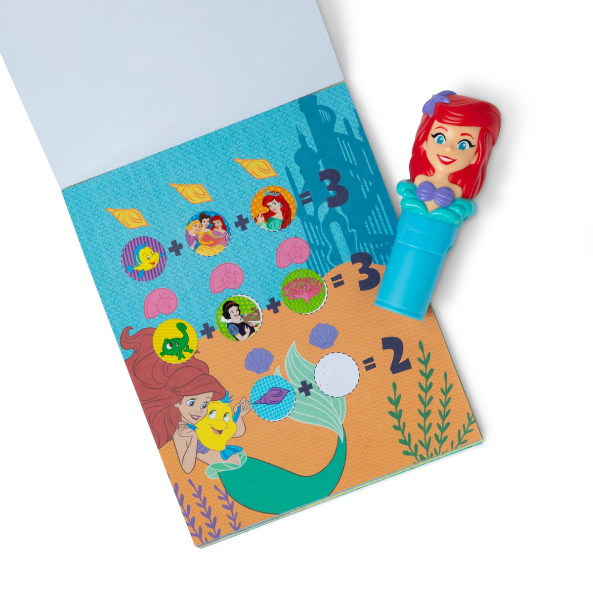 Melissa & Doug Sticker Wow!™ 24-Page Activity Pad and Sticker Stamper, 300 Stickers, Arts and Crafts Fidget Toy Collectible Character – Disney Princess Ariel - for Kids Ages 3+ - FSC Certified
