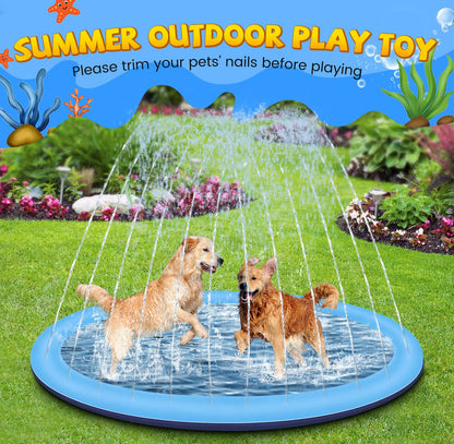 Splash Pad for Kids and Dogs, 97'' Extra Large Splash Pad for Toddlers 1-3 and Kids Ages 4-8, Non Slip Thicken Sprinkler Dog Pool Summer Outdoor Water Toys for Backyard