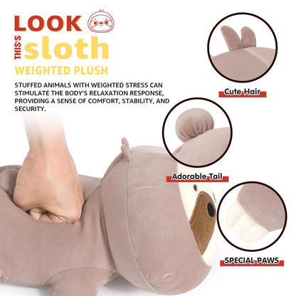 Onsoyours Original Weighted Sloth Plush, Cute 13.8"|1.8 Pound Hugging Sloth Weighted Stuffed Animal, Soft Collectible Plushies Pillow Toy Gift for Kids & Adults