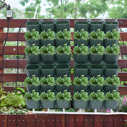 Self-Watering Vertical Garden Planter, Garden Growing System, Planters Self-Watering System, Wall Mounted Vertical Garden Planter, 36 Pots Flower holder for Indoor Herbs Vegetable Fruit, Green