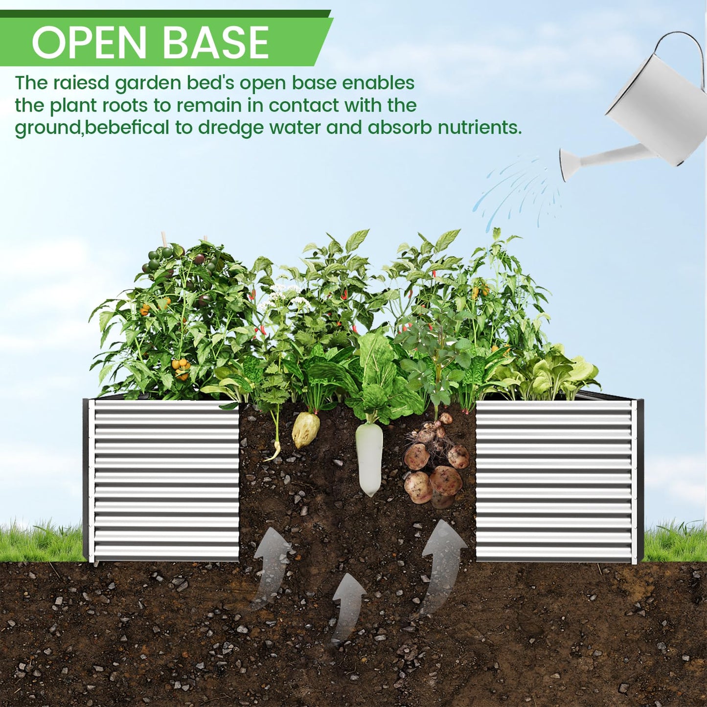 FRIZIONE 3PCS Tall Galvanized Raised Garden Bed Outdoor,Steel Garden Bed for Vegetables,Above Ground Garden Box for Flower,Metal Raised Beds for Gardening - 4x2ft