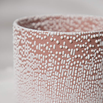 UBEE Planter Ceramic Flower Pot for Indoor Plants | 5.5 inch + 4.9 inch Plant Pot with Saucer and Drainage Hole for Aloe, Snake Plants, Pothos, Orchid, Terracotta with White Glaze Dot
