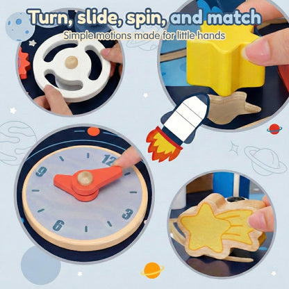 Pillowhale Wooden Activity Table with Bead Maze for 1 Year Old – Standing Sensory Play Table, Montessori Early Development Toy for Toddlers