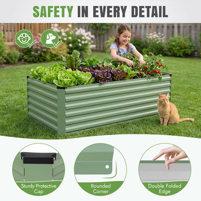 INNO STAGE 6x3x2ft Galvanized Raised Garden Bed, Raised Garden Bed Kit-Metal Planter Box Outdoor, Planting for Vegetables, Fruits, Herbs, Flowers, OliveGreen
