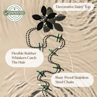 DrainWig Shower Drain Hair Catcher – Disposable Bathroom Hair Trap, Easy to Install in Shower Drain Cover, Helps Prevent Clogs – As Seen on Shark Tank - Silver Flower (12-Pack)