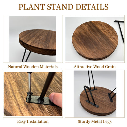 FESTLOVE Wood Plant Stand Indoor Outdoor, 10'' Wooden Planter Stands Fit 5-12 Inch Pot, Plant Stool Flower Pot Stand Gardening Display Pedestals for Decor Living Room Balcony, Office, Patio