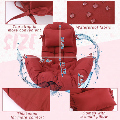 Tudomro Egg Chair Cushion Filling 2.58 kg Replacement Rocking Wicker Chair Cushions High Back Swing Hammock Egg Hanging Cushion Thicken for Indoor Outdoor Patio(Red,1 Pcs)