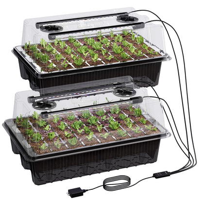 Patigrow 80-Cell Self-Watering Seed Starter Tray with Grow Light, Seed Starter Kit with 4.07” Humidity Dome, Indoor Seedling Starter Tray, Seed Starting Trays for Plant Germination, Seeds Growing