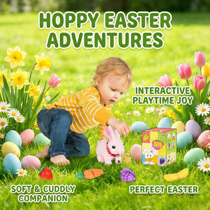 Jimate Bunny Toys for Kids Aged 3-7, Hopping Bunny Toy with Realistic Jumping, Wiggling Ears, and Sound Effects, Ideal Rabbit Toys for Girls and Boys for Birthdays, Easter