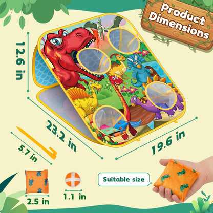Dinosaur Bean Bag Toss Game: Outdoor Toys Cornhole Board for Kids Toddlers, Party Activities Carnival Outside Yard Backyard Beach Games for Kids Boys Toddlers Ages 3 4 5 6 7 8 Year Old Birthday Gifts