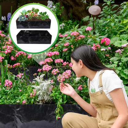 Woanger 8 Pcs 35 Gallon Fabric Raised Garden Bed Outdoor Planter Bags -Garden Grow Bags with 6 Divided Grids Drainage Holes for Vegetables, Flowers, Herbs - Outdoor Patio Gardening Containers