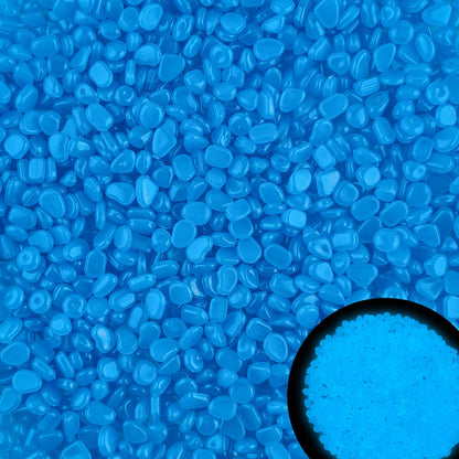 4000pcs 5-8mm Bule Glowing Pebbles Glow Pebbles Aquarium Rocks Glow in The Dark Decorative Stones for Walkways Driveway Yard Grass Fish Tank Plant Pots