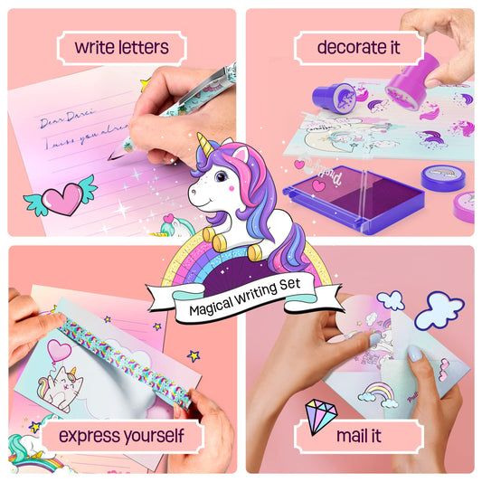 Pretty Me Unicorn Stationery Set for Kids - Birthday Gifts for Girls Ages 6, 7, 8, 9, 10 to 12 Year Old Age - Stationary Letter Writing Art Kit - Best Girl Birthday Gift - Preteen Craft Toys, Presents