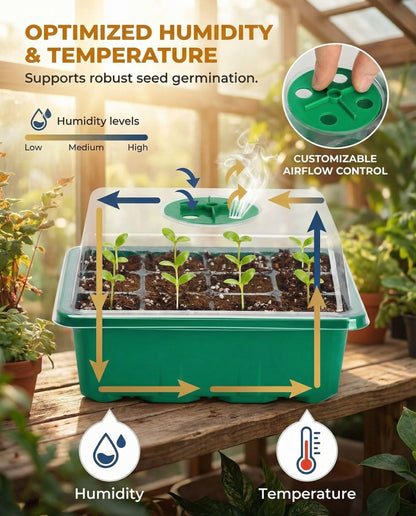 NACNO 10 Packs Seed Starter Tray Seed Starter Kit with Humidity Dome (120 Cells Total Tray) Seed Starting Trays Plant Starter Kit and Base Mini Greenhouse Germination Kit for Seeds Growing Starting