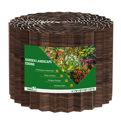SnugNiture Corrugated Metal Garden Edging,6" x 20' Sturdy Lawn Edging Border,Landscape Edging Border for Lawn, Flower Bed,Garden and Yard(Brown)